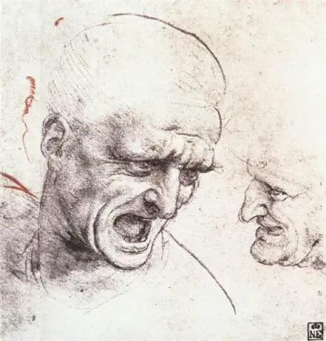 Studies for the heads of two soldiers in 'The Battle of Anghiari'