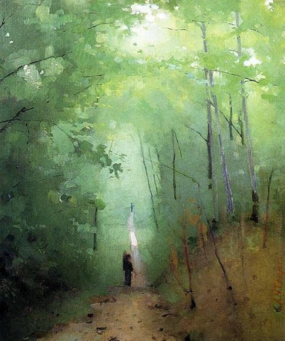 Abbott Handerson Thayerin maisema Fontainebleaun metsässä