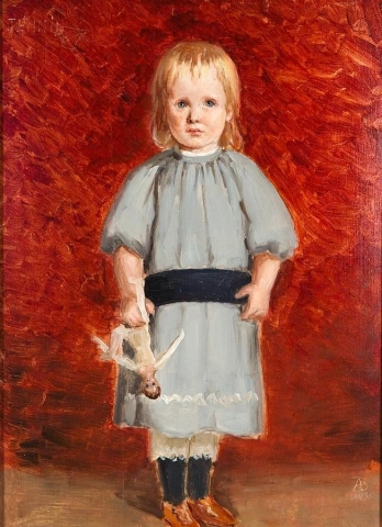 Adolf von Becker jente med en dukke 1895