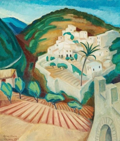 Agnes Cleve-jon ja kaupunki vuorella 1929