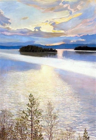 Аксели Галлен-Каллела с видом на озеро 1901 г.