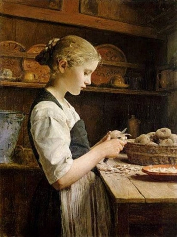 阿尔伯特·安克，《小土豆削皮器》，1886 年