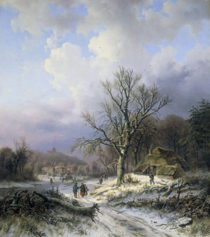 Alexander Joseph Daiwaille snølandskap 1845
