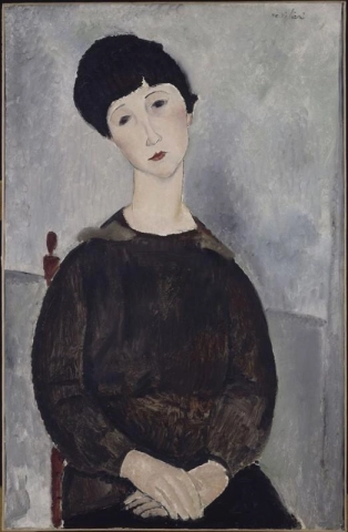 Black Hair Young Dark-haired Girl Seated 1918