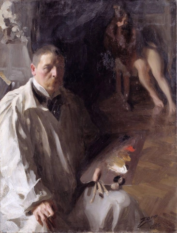 Zelfportret met model - 1896