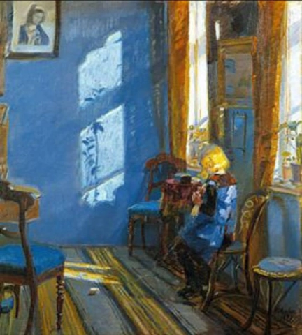 Anna Ancher, Zonnestralen in de blauwe kamer - 1891