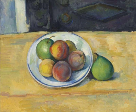 Stilleben av persikor och päron 1885-87