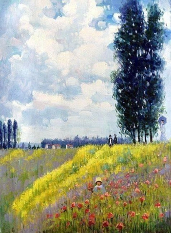 Walk In The Meadows At Argenteuil - 1873