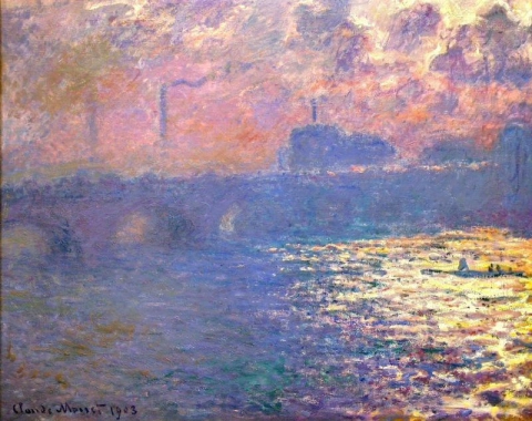 Efecto de la luz del sol del puente de Waterloo - 1903