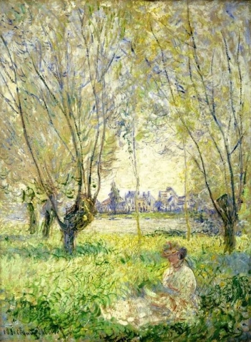 Frau sitzt unter den Weiden, 1880