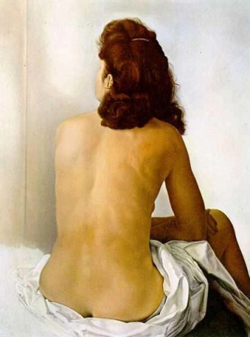 Gala Nude From Behind Looking In An Invisible Mirror