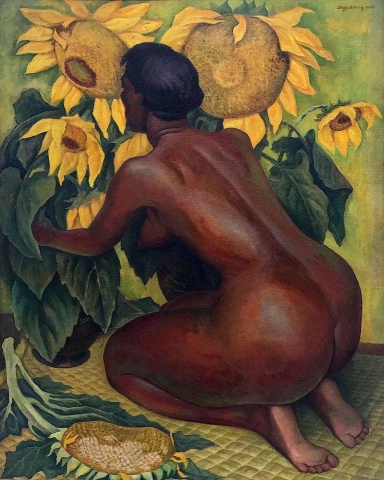Naken med solsikker - 1946
