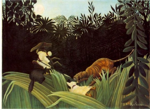 Scout attackerad av en tiger