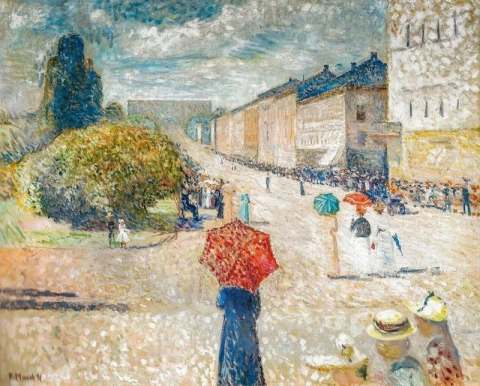Vårdag i Karl Johans gate, 1890