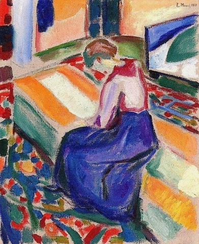 امرأة تجلس على الأريكة، 1919