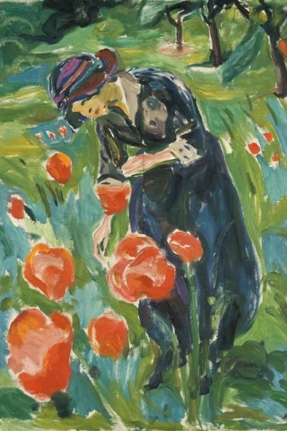 Frau mit Mohnblumen, 1918-19