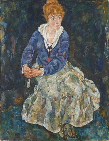 座っている芸術家の妻の肖像画 1918 年