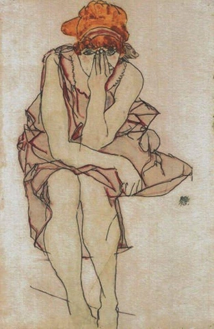 座る若い女性 1917