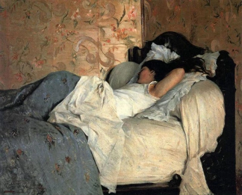 Federico Zandomeneghi sängyssä - 1878
