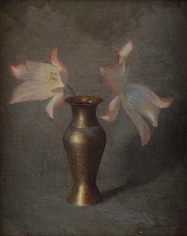 ヒョードル・イワノビッチ・ザハロフ、銀の花瓶に入った一対のチューリップ