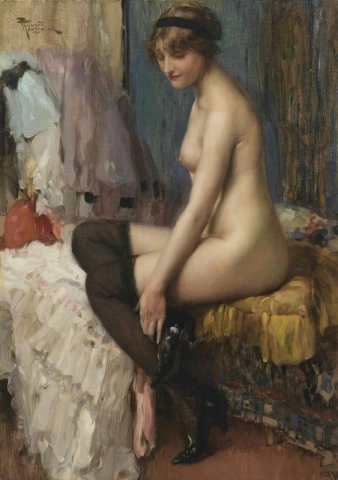 Fernand Toussaint nudo con calze
