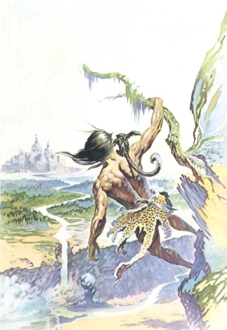 Tarzan betrachtet eine Stadt