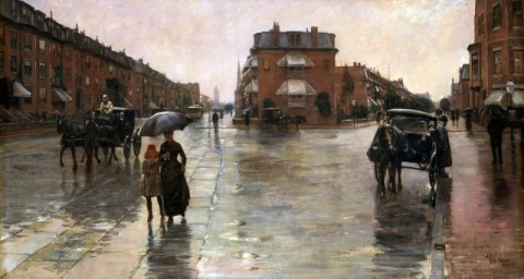 Frederick Childe Hassam regenachtige dag Bosto 1885