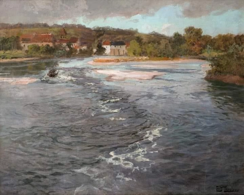 De rivier de Dordogne in Beaulieu C. 1905