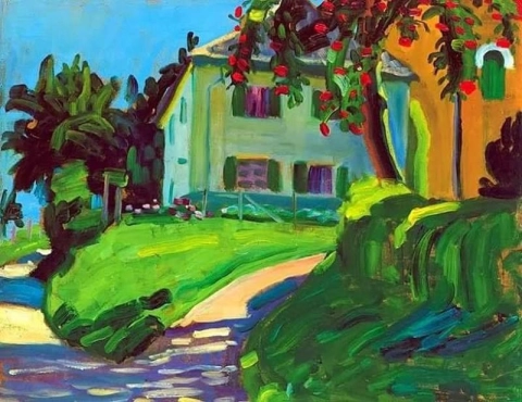 Gabriele Münter, Sommer, Haus mit Apfelbaum, 1908