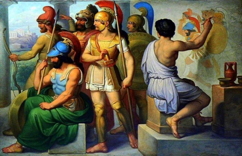 상트페테르부르크 고대 예술 에르미타주 미술관 벽화의 게오르그 힐텐스페르거 패널