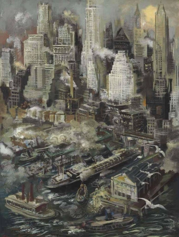 Джордж Гросс, гавань Нью-Йорка, 1936 год.