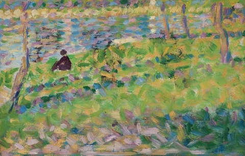 Georges Seurat, Paisaje, hombre sentado, c. 1884-85