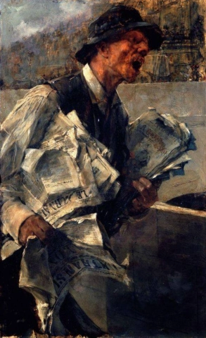 Giovanni Boldini, krantenman in Parijs, de krant 1878