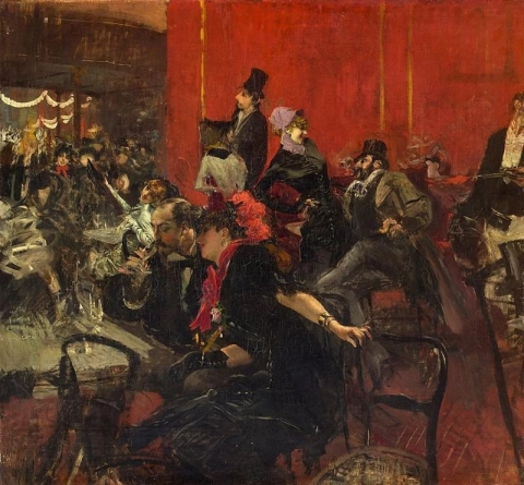 Giovanni Boldini, Party Scene também conhecido como Party Scene no Moulin Rouge. Por volta de 1889