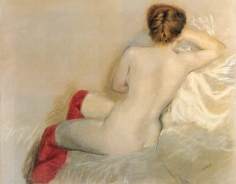 Giuseppe De Nittis Desnudo Con Medias Rojas 1879