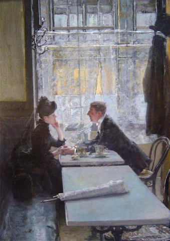 Gotthardt Kuehl en la cafetería - 1915