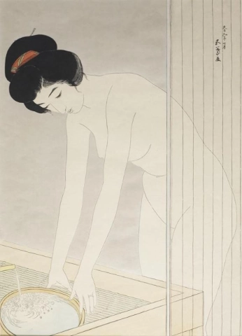 Гойо Хасигути, Женщина, умывающая лицо, 1920 год.