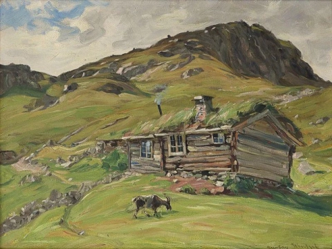 Gustav Wentzel Seter Med Geit - House With Goat