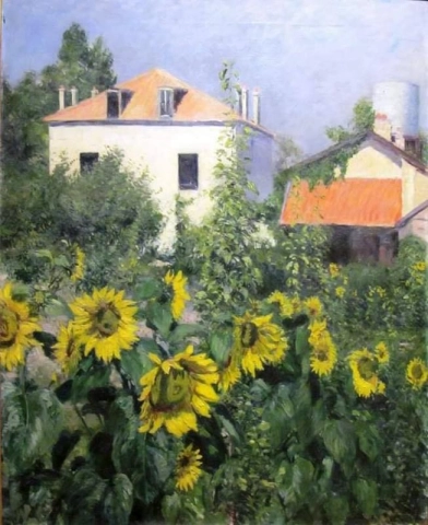 Zonnebloemen, tuin bij Petit Gennevilliers, ca.1885