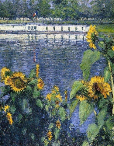 Zonnebloemen aan de oevers van de Seine, 1886