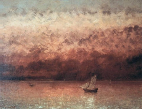 غوستاف كوربيه، غروب الشمس على بحيرة جنيف، ج. 1876
