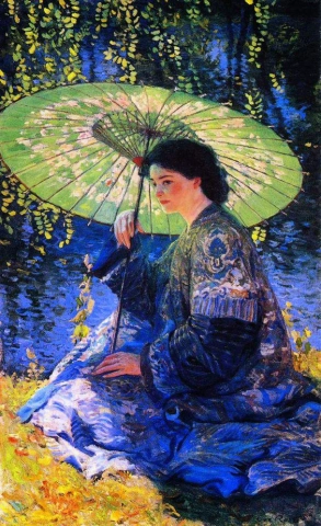 Guy Rose Det gröna parasollet 1911
