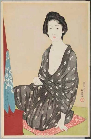 Hashiguchi Goyo, Mujer con kimono de verano, 1920