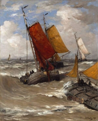 Hendrik Willem Mesdagin sävellys veneiden kanssa