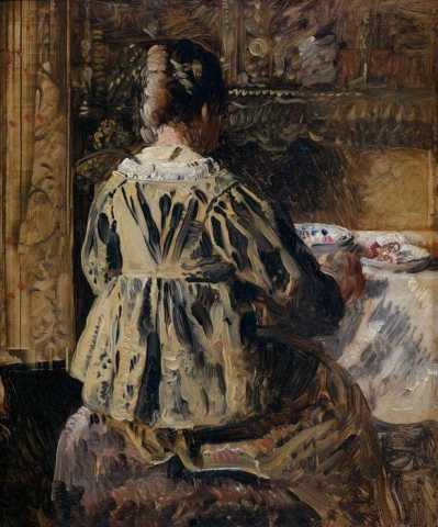 Анри де Брекелер «Еда или женщина, увиденная со спины», 1885 г.