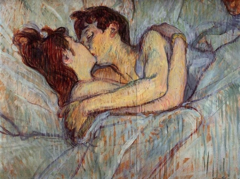 Sängyssä Suudelma 1892