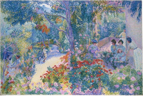 Henri Edmond Crossin iltapäivä puutarhassa 1904