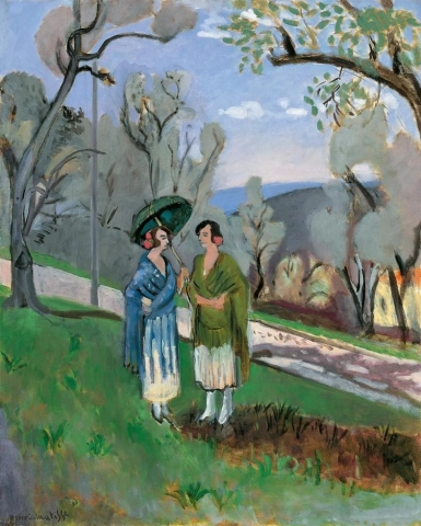 Разговор под оливковыми деревьями, 1921 год.