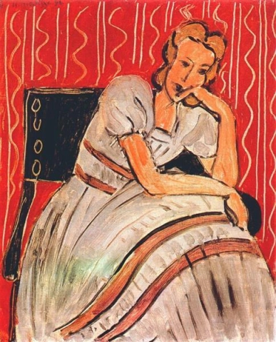 فستان رمادي بخطوط بنفسجية 1942