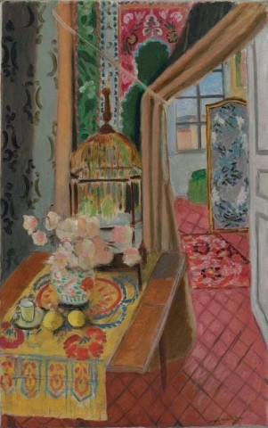 Interior Flowers And Parakeets 1924
